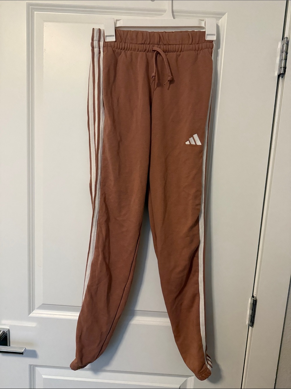 adidas Brown Kids Joggers with White Side Stripes
